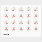 Carré Simple Gris blanc rouge valentine's jour sticker (Feuille)