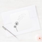 Carré Simple minimaliste Dandelion soufflant | Sticker (Enveloppe)