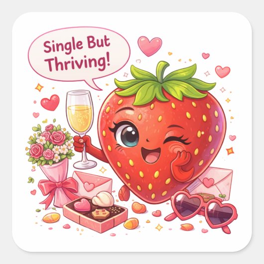 Carré Single but Thriving Strawberry Sticker (Devant)