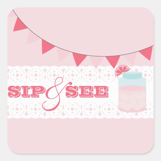 Carré Sip Citronade Rose Et Voir Sticker (Devant)