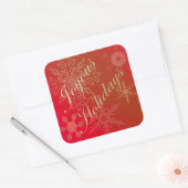 Carré Snowflakes or sur Sticker rouge Ombre (Enveloppe)