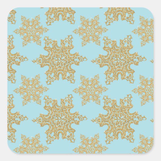 Carré Snowflakes Parties scintillant or sur Sticker Carr (Devant)