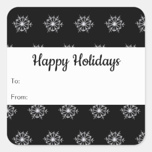 Carré Snowflakes Sticker Tags personnalisables