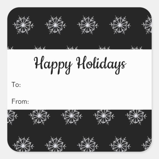 Carré Snowflakes Sticker Tags personnalisables (Devant)