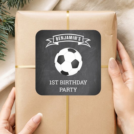 Carré Soccer 1er Anniversaire Fête Favoriser Sticker