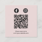 Carré Social Media QR Code Logo Carte de visite rose pâl (Dos)