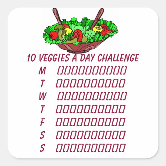 Carré Sticker 10 Veggies a Day Challenge (Devant)