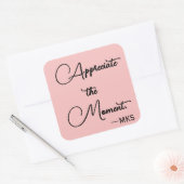 Carré Sticker 3 pouces rose Monogramme et affirmation po (Enveloppe)