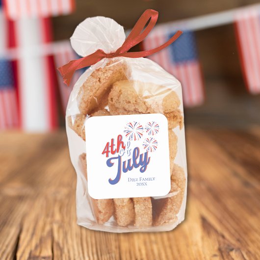 Carré Sticker 4 juillet Fireworks