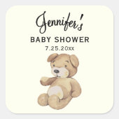 Carré Sticker à bougie Boho Baby shower Brown Ours 3 pou (Devant)