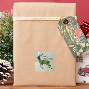 Carré Sticker à cerfs de Noël joyeux