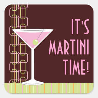 Carré Sticker à cocktails Retro Martini