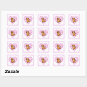 Carré Sticker à coeur rose Skippy (Feuille)