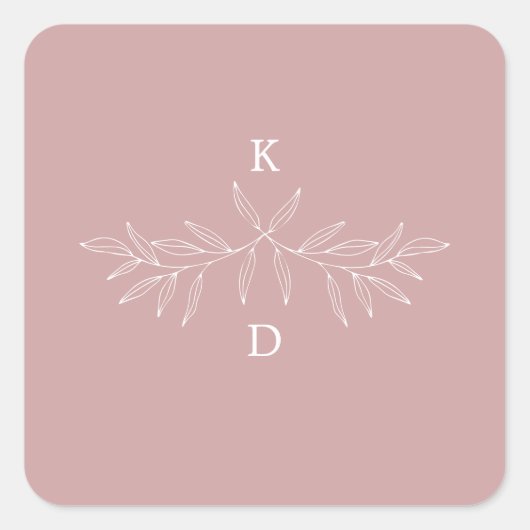 Carré Sticker à Faire-part de mariage Laurel minimal (Devant)