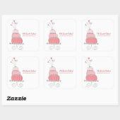 Carré Sticker à gâteau Mariage rose chic (Feuille)