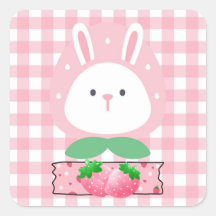 Sticker à lapin fraise
