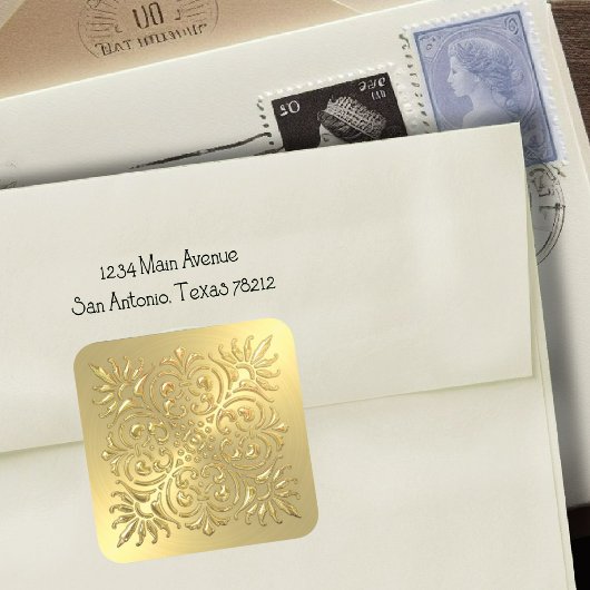 Carré Sticker à look Embossé Or Ornate