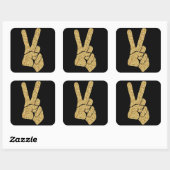 Carré Sticker à main de la main de la paix dorée (Feuille)