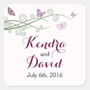 Carré Sticker à papillon rose monogramme