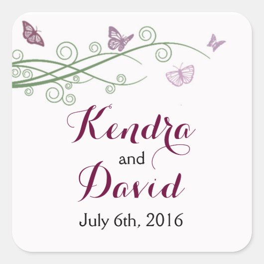 Carré Sticker à papillon rose monogramme (Devant)