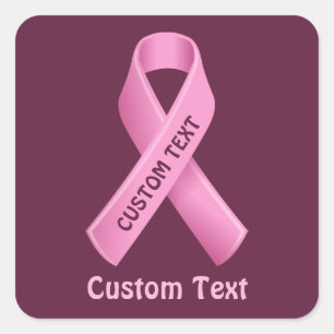 Carré Sticker à ruban rose de sensibilisation au cancer