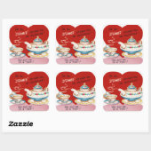 Carré sticker à thé Retro Vintage Valentine (Feuille)
