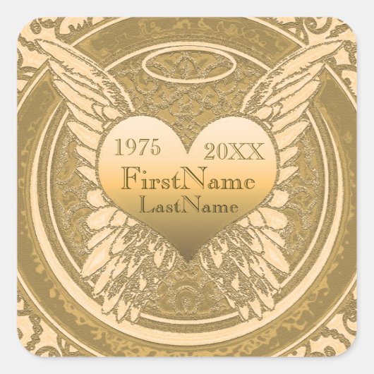 Carré Sticker | Ajouter un nom |Look Gold Foil (Devant)