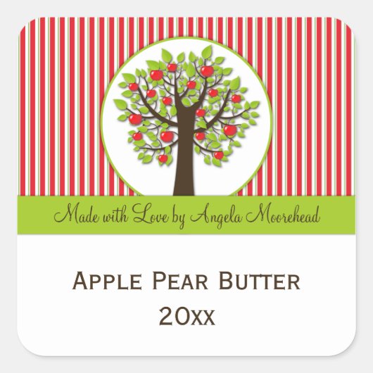 Carré Sticker alimentaire Feuille Red Apple Green (Devant)