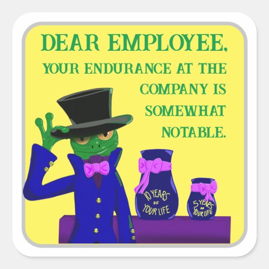 Carré Sticker Anniversaire De Travail De La Grenouille (Devant)