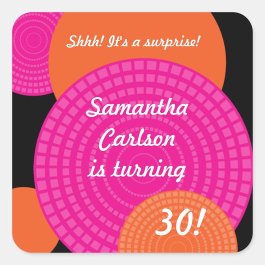 Carré Sticker Anniversaire des cercles de chevauchement (Devant)