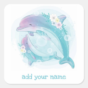 CARRÉ STICKER : ANNIVERSAIRE DES ENFANTS : DOLPHINS