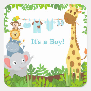 Carré Sticker Annonce Animaux de la Jungle drôle