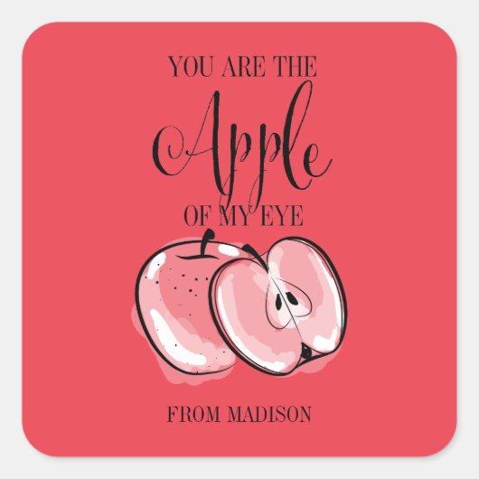 Carré Sticker Apple Valentine Pun Fruit Funny (Devant)