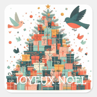 Carré Sticker arbre de noël - personnalisation du texte