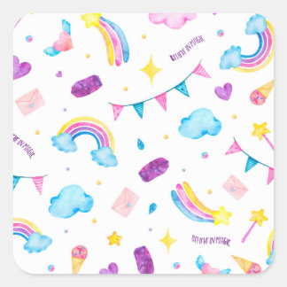 Carré Sticker arc-en-ciel - Croyez en Majic