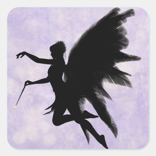 Carré Sticker Arrière - plan Fée Noire, Violet (Devant)