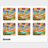 Carré Sticker Art Déco Verre Trait 1 (Feuille)