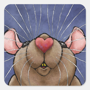 Carré Sticker au rat de coeur mignon