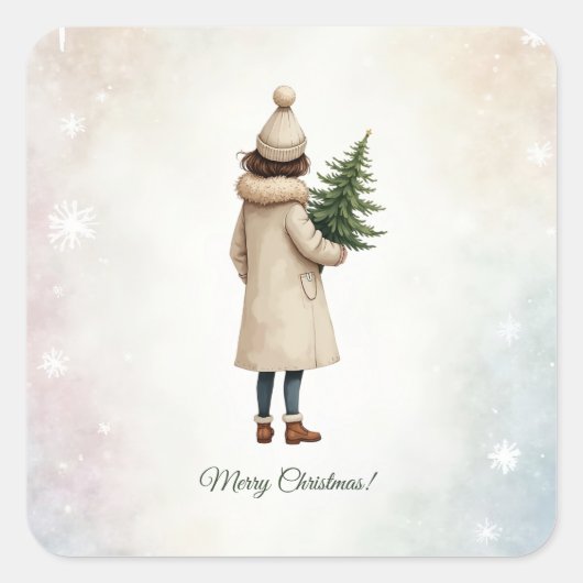 Carré Sticker avec design de Noël (Devant)