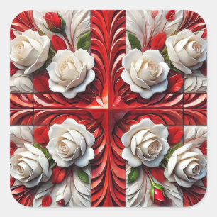 Carré Sticker avec design Rose anglais