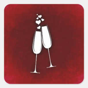 Carré Sticker Avec Lunettes De Champagne