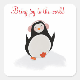 Carré Sticker avec petit pingouin souriant