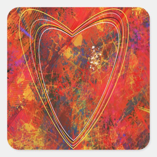 Carré Sticker avec un coeur flamboyant (Devant)