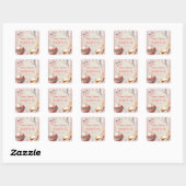 Carré Sticker Baby shower BBQ Jardin rose (Feuille)