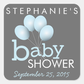 Carré Sticker Baby shower de balloon bleu moderne