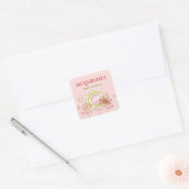 Carré Sticker Baby shower de fleurs rose doux (Enveloppe)