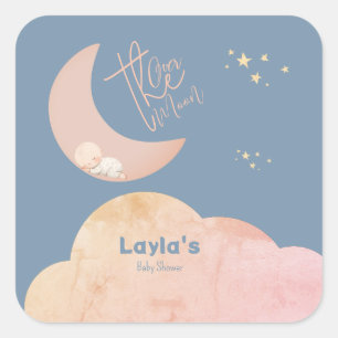 Carré Sticker Baby shower Dreamy Baby Over the Moon