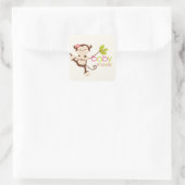 Carré Sticker Baby shower fille singe mignonne (Sac)