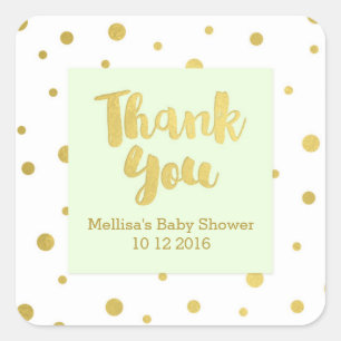 Carré Sticker Baby shower Mint Or Favoriser Merci
