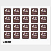Carré Sticker Baby shower pour fille de cigogne moderne (Feuille)